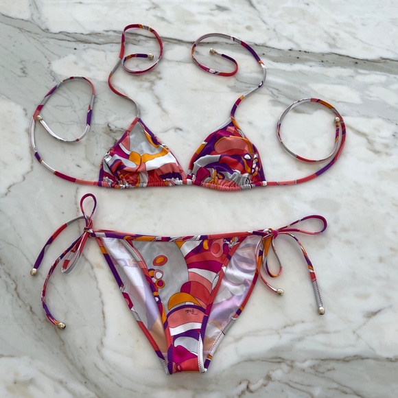 EMILIO PUCCI PINK MULTI BIKINI SIZE IT 42 / US 8 - Picture 3 of 16
